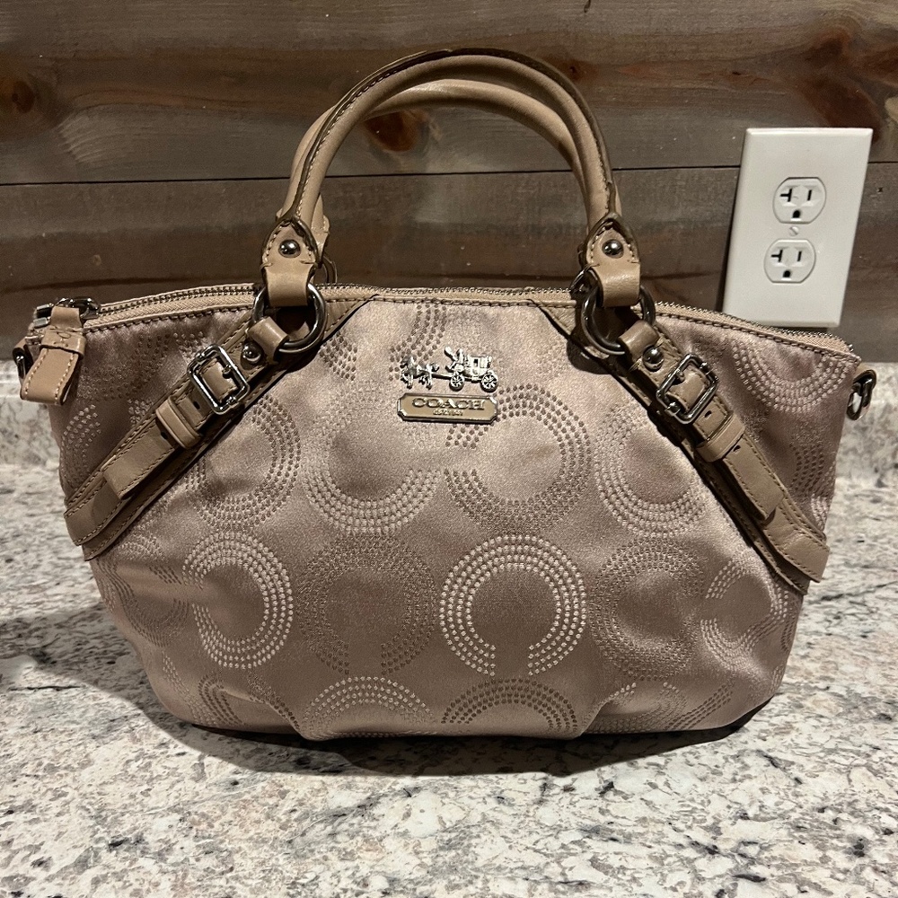 Coach Madison Dotted OP Art satchel